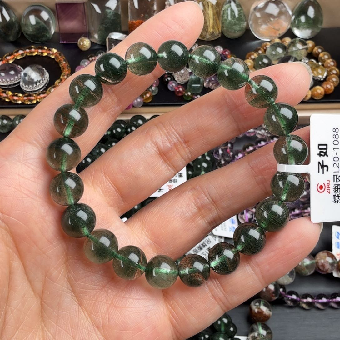 水晶手链未镶嵌天然绿幽灵步步高升千层