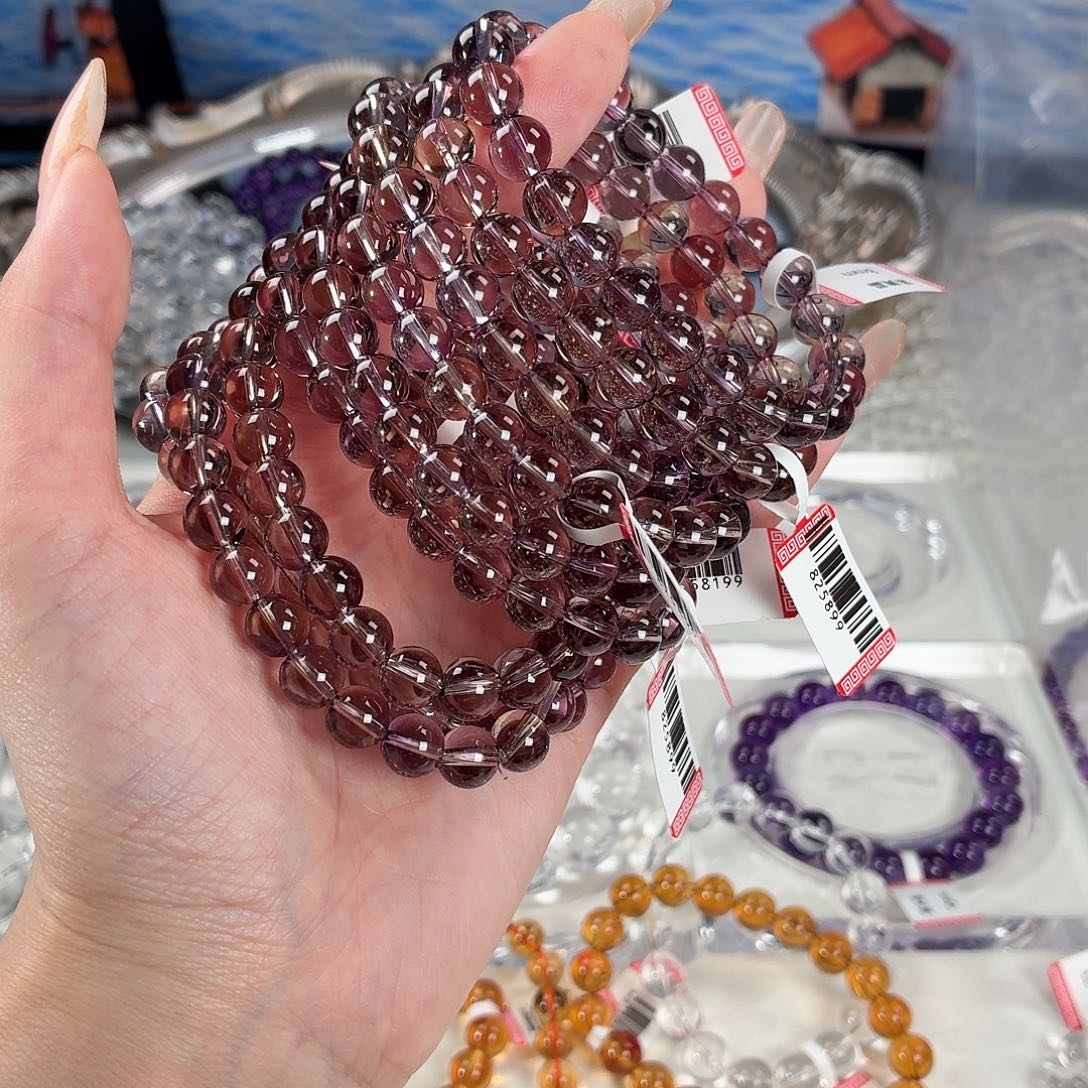 玉紫黄双色8mm手串儿好看