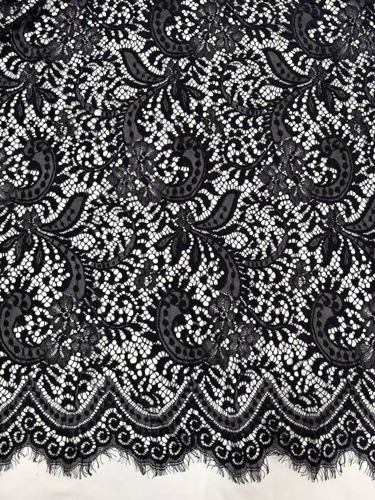 秋冬新款加厚高端睫毛蕾丝花边裙子下摆布料1132