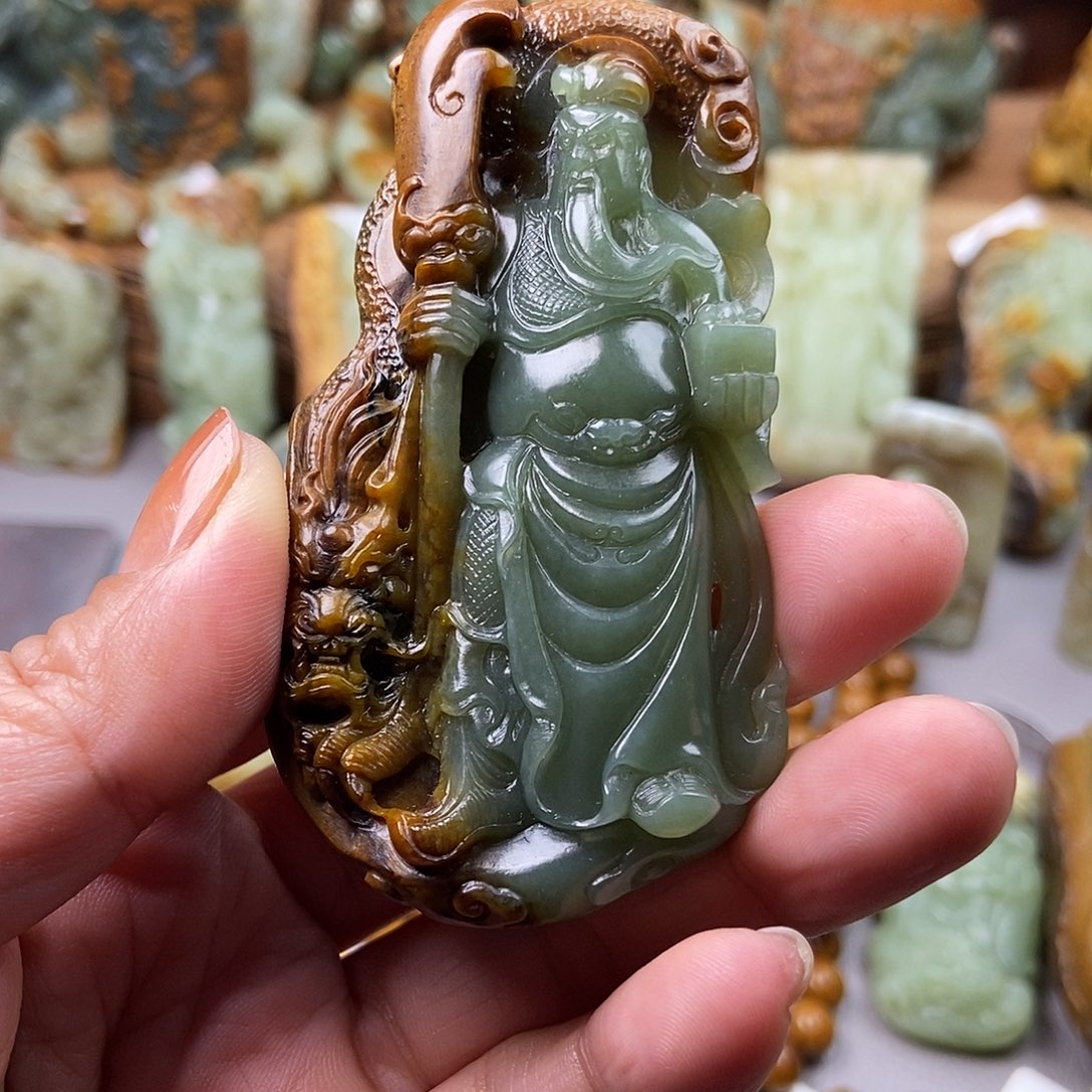 岫岩河磨玉（透闪石质玉）手把未镶嵌一****夕
