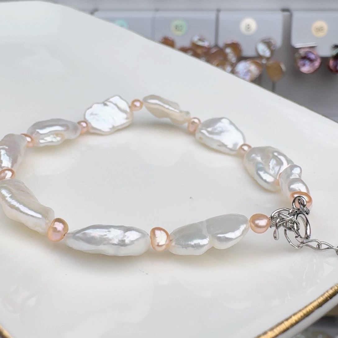 淡水珍珠银S925镶嵌手绳