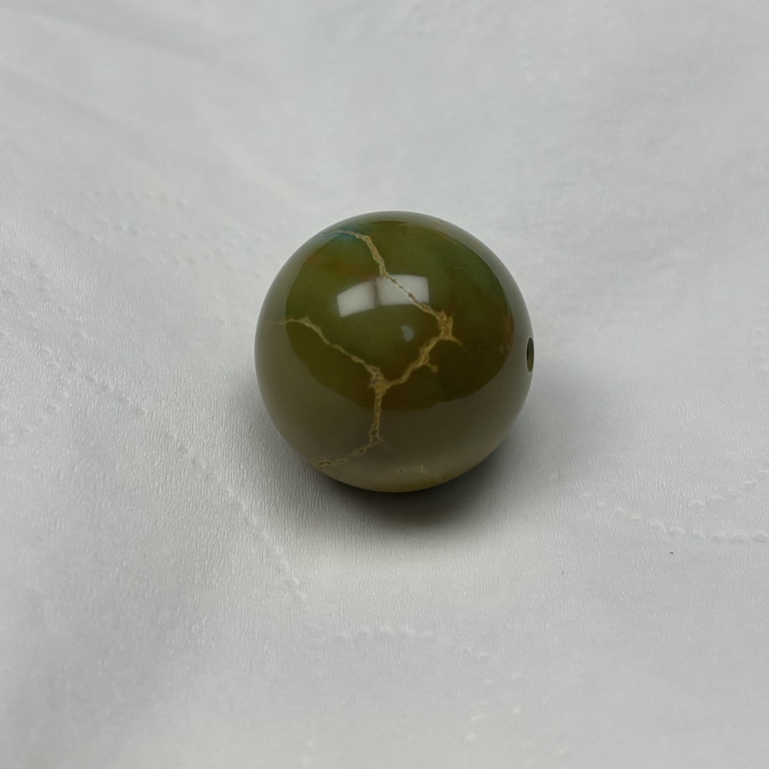 湖北十堰原矿绿松石高瓷特色圆珠尺寸21mm