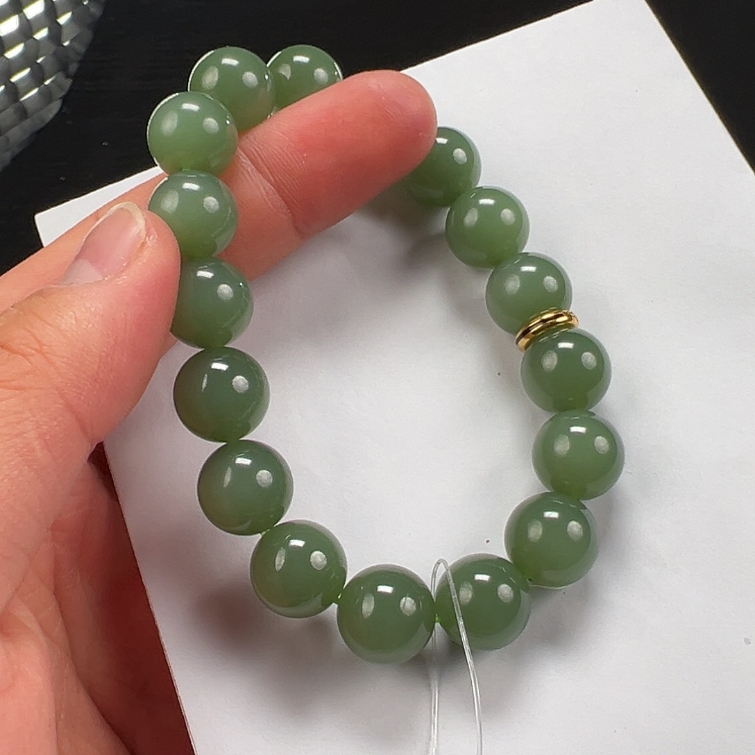 和田玉未镶嵌手链卡12mm粉青