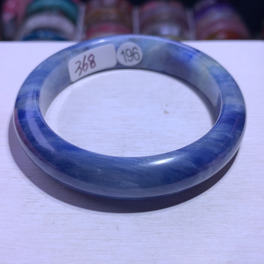 手镯银S925镶嵌水晶蓝晶58.5圈196