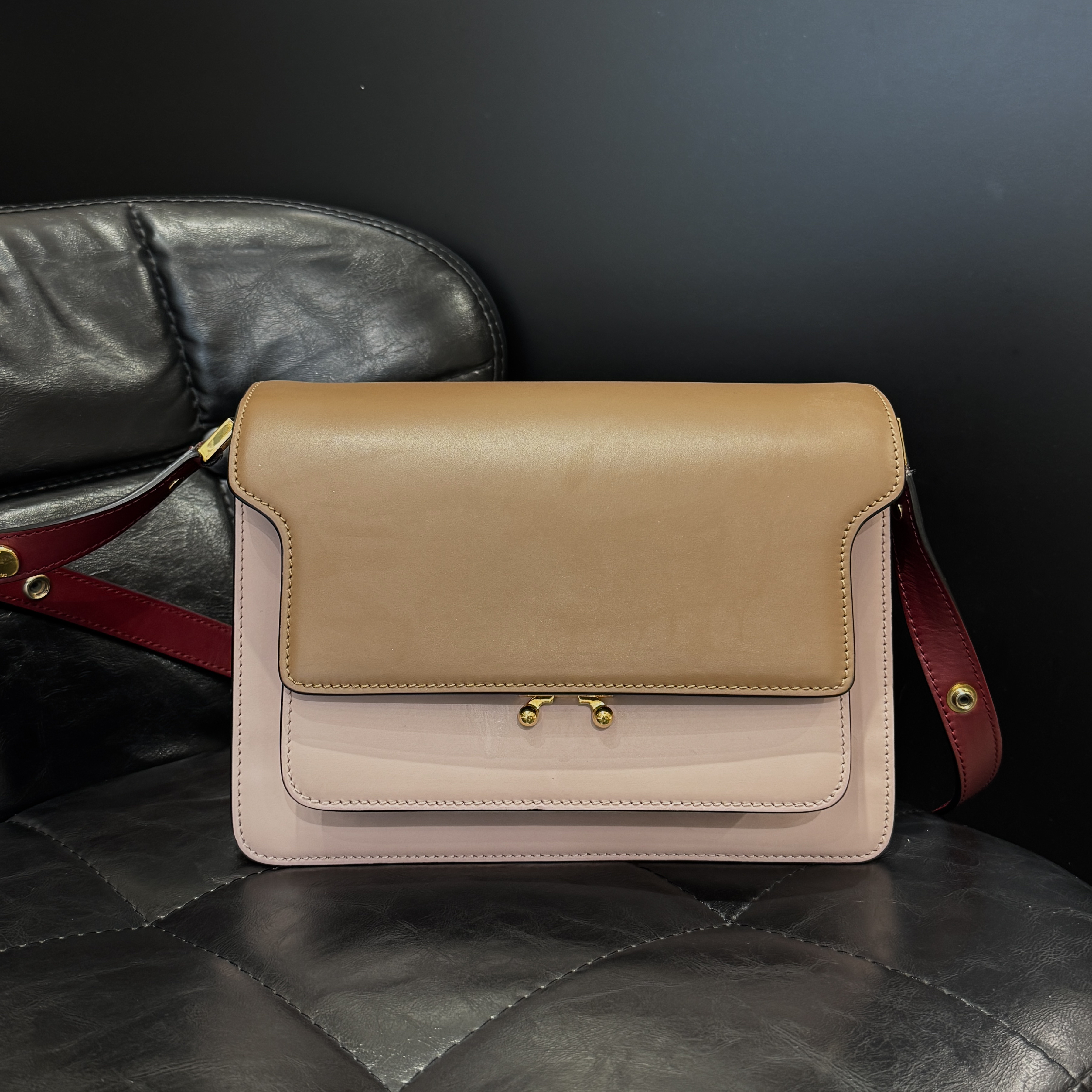 95新 MARNI 拼色风琴包/二奢