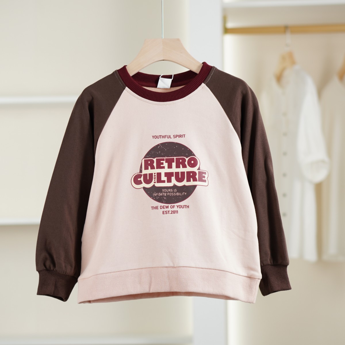 麦迪尚品 一路童行【植】31129691 春季简约拼色儿童圆领卫衣折扣