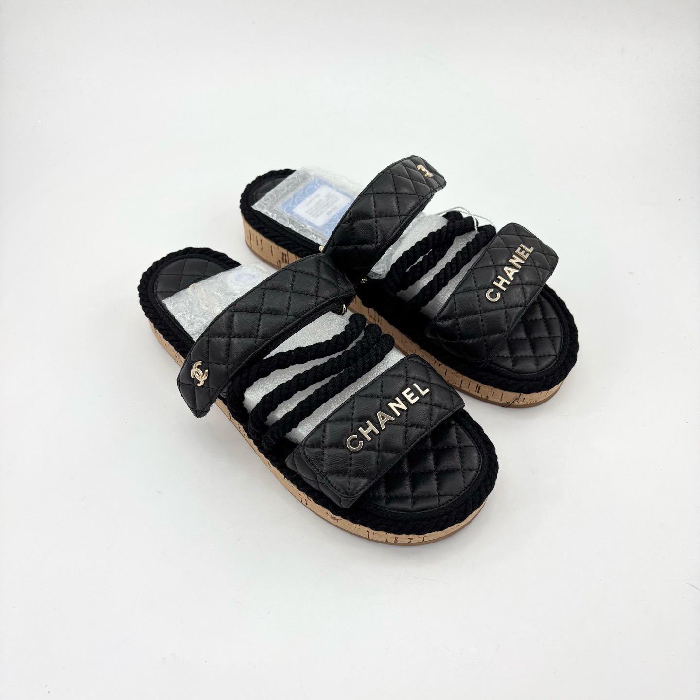 未使用 Chanel/香奈儿 全新/38码/黑色chanel粗绳沙滩凉拖/pp0161