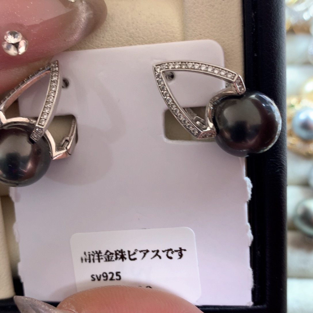 海水珍珠耳饰银S925镶嵌