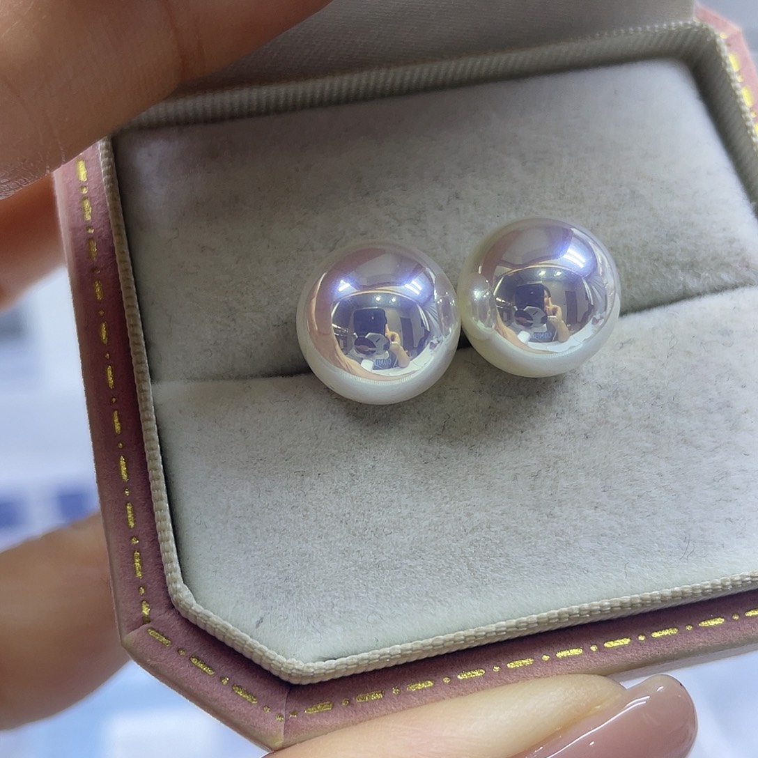 耳饰银S925镶嵌淡水珍珠