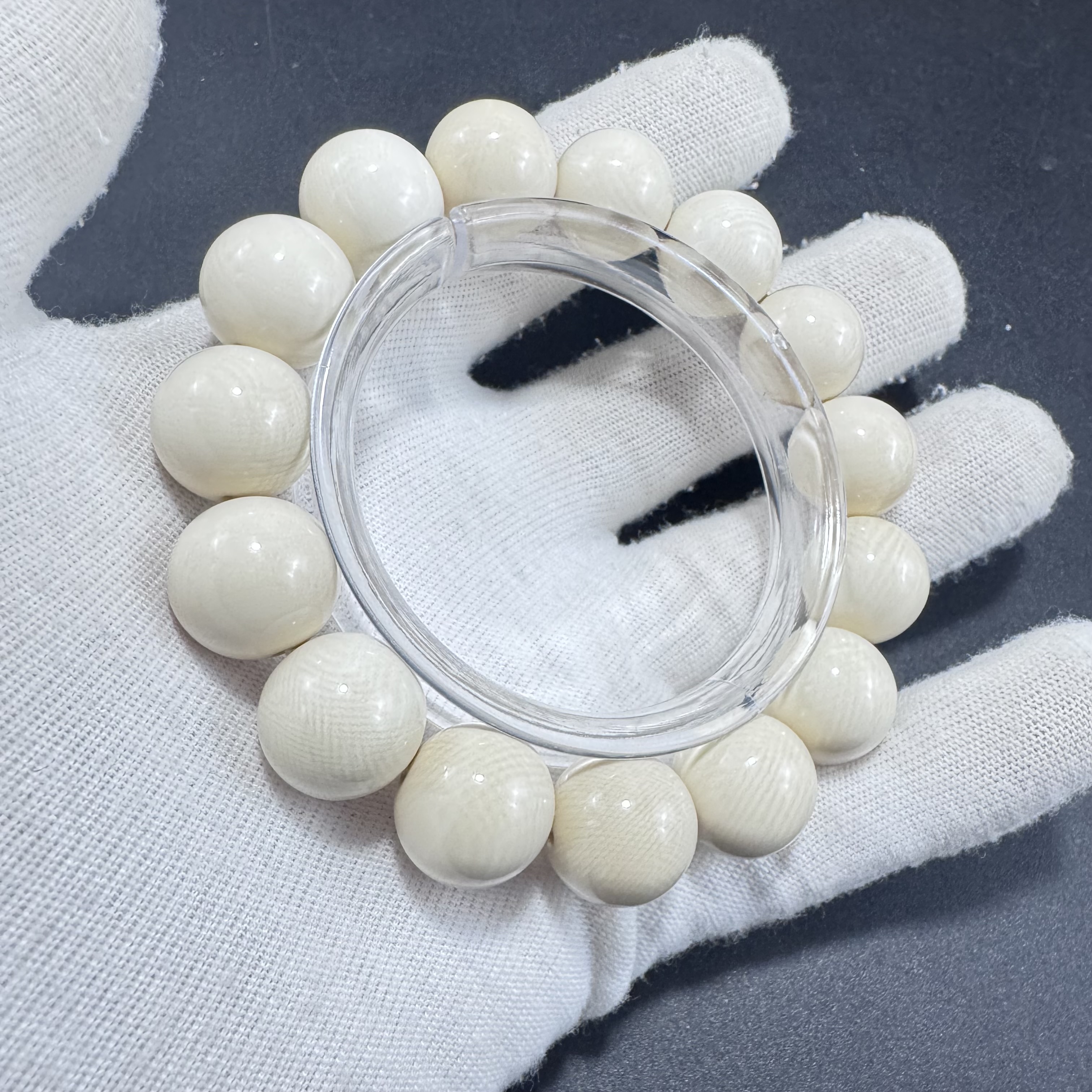 【满纹】ZY0030猛犸象牙佛珠手串猛犸牙冰料正圆珠15mm手串