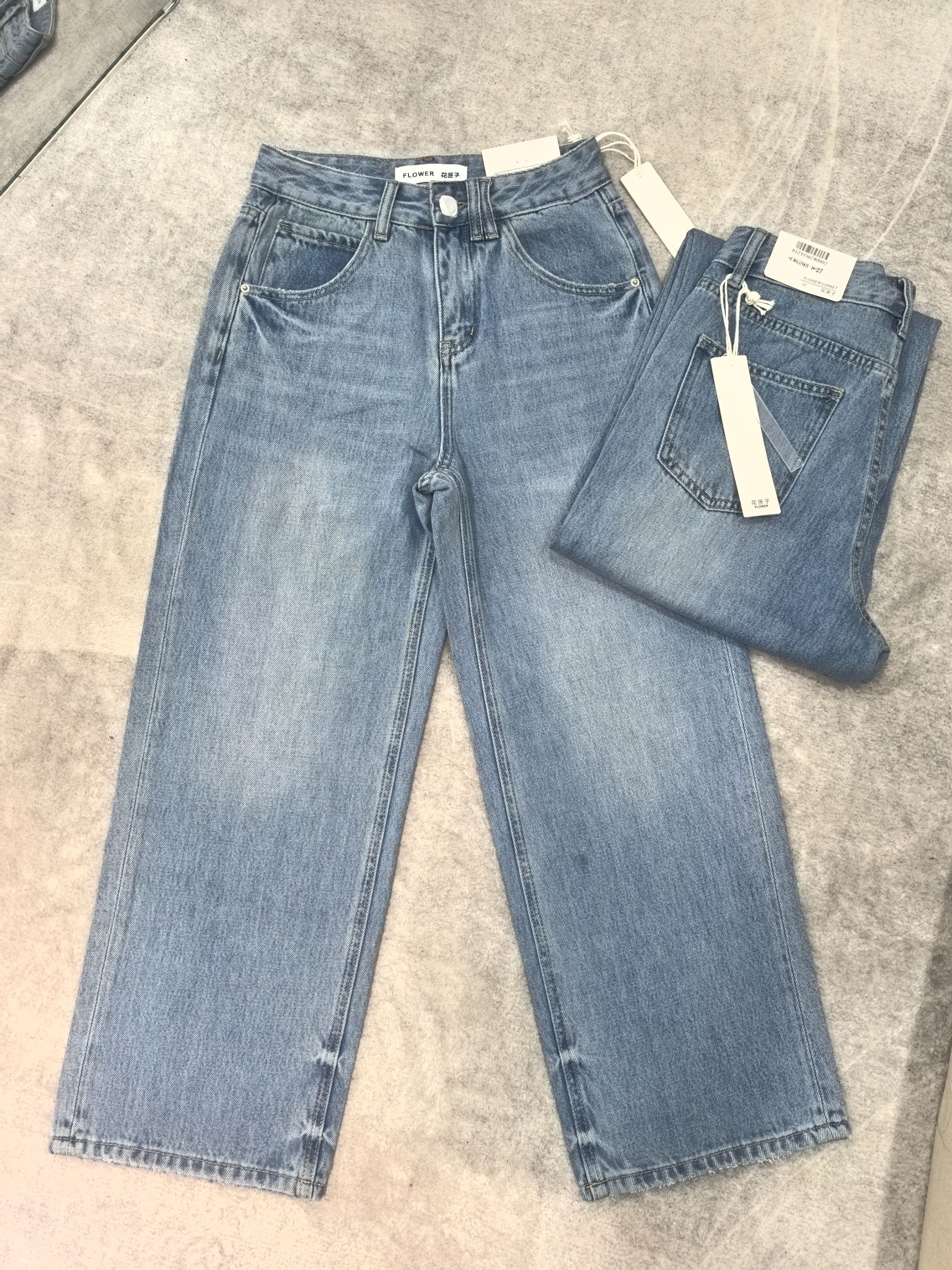 SU【918-1】愫ZL 65春上新!升级超爆裤王奶白标无弹九分直筒牛仔裤