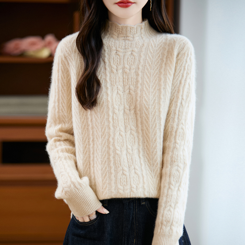 秋冬新款羊毛提花针织打底衫百搭时尚 166