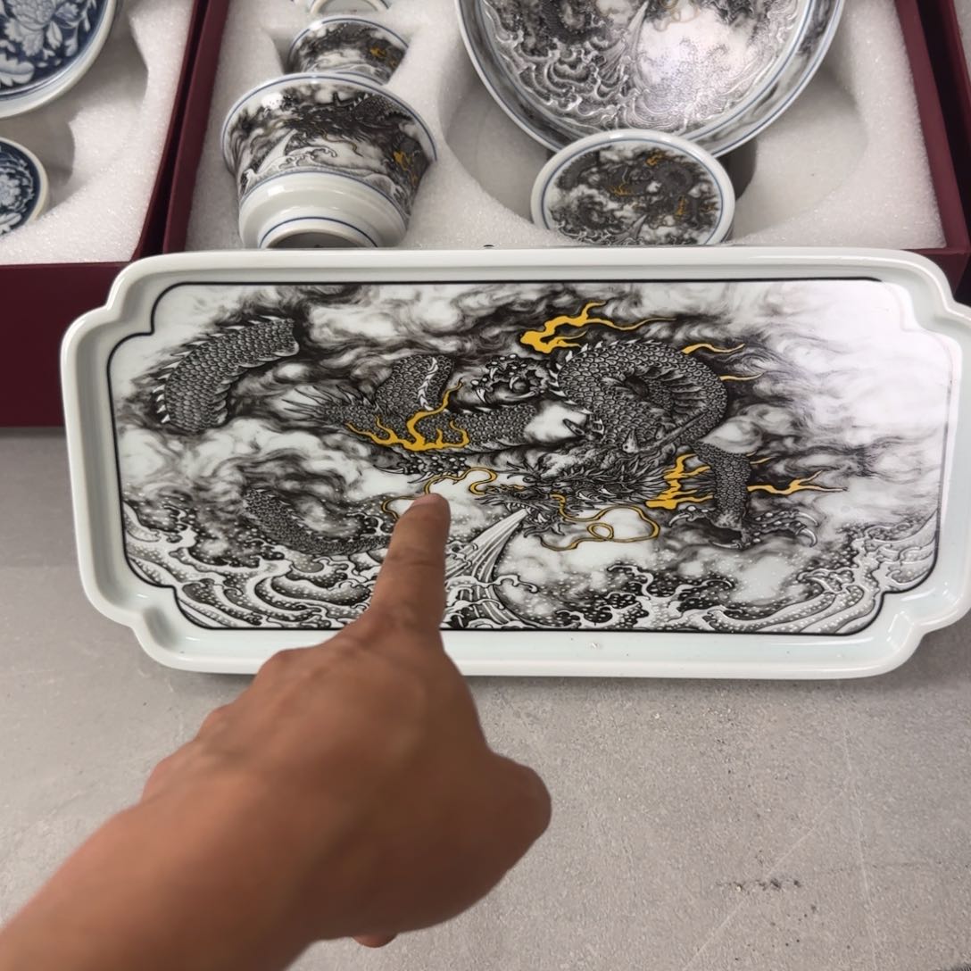 摆件黑墨龙吸水干泡台