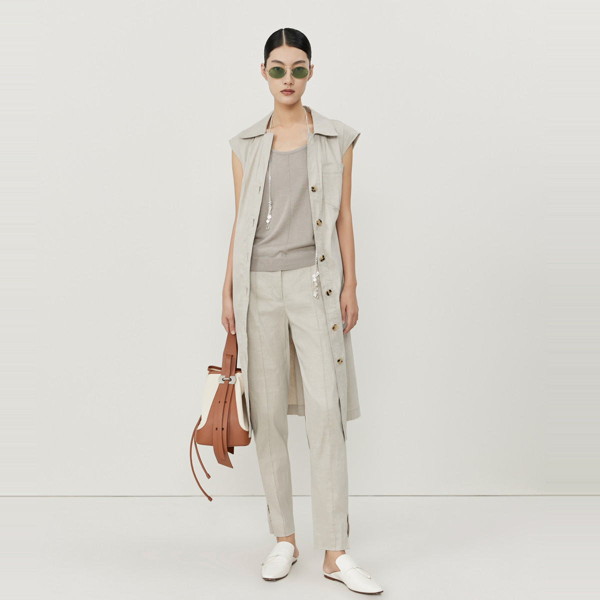 玛丝菲尔时尚气质意大利进口面料无袖收腰连衣裙A1CX21656