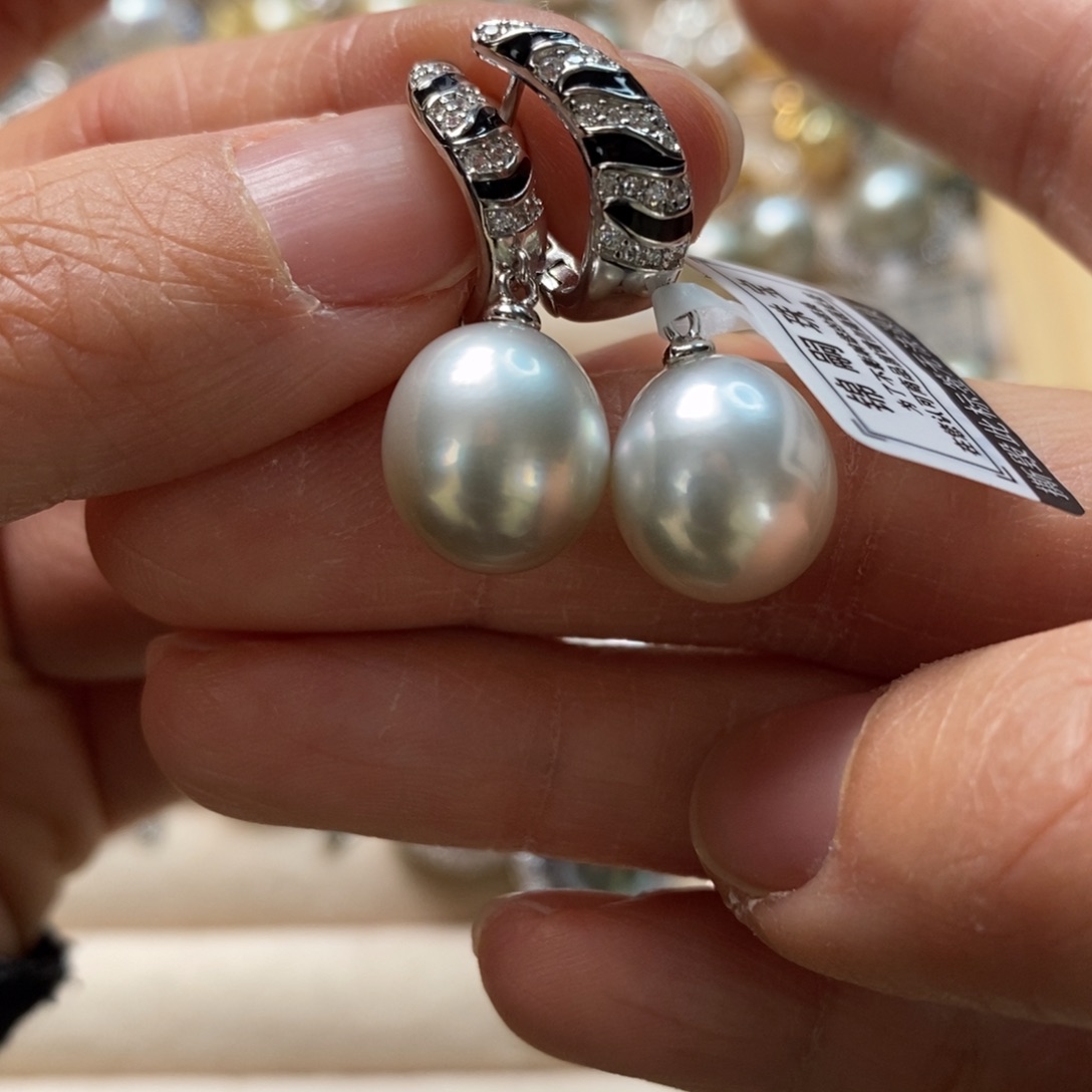 海水珍珠耳饰银S925镶嵌