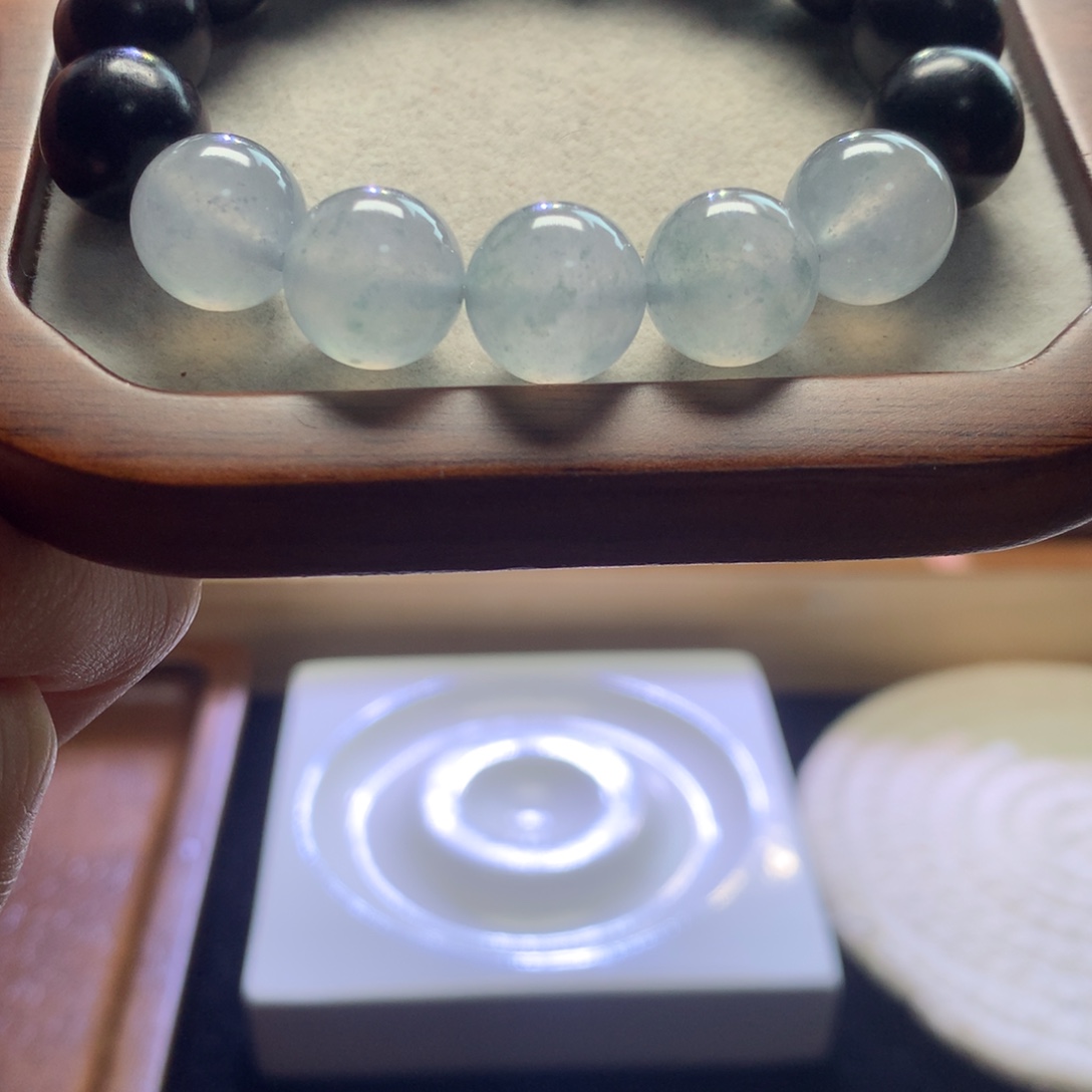 手链翡翠未镶嵌12mm冰蓝紫