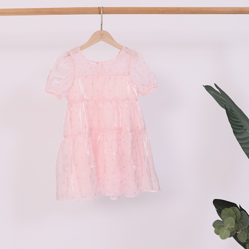 女中童油光缎面短袖连衣裙3223033660