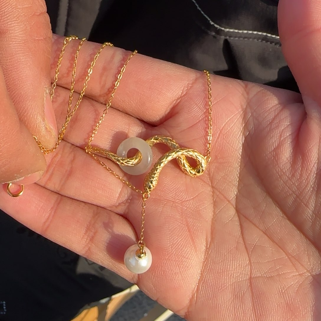 和田玉颈饰银S925镶嵌