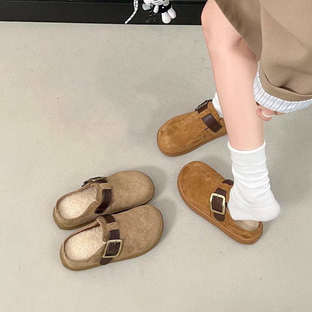 【鞋爱】58332蒙娜丽莎经典百搭加绒博肯拖鞋
