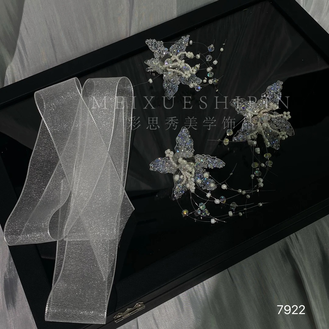 7922新款水凝胶头饰新娘结婚西式晨袍礼服发饰影楼写真