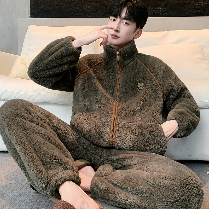 【居家必备】男士法兰绒宽松休闲居家睡衣可外穿秋冬雪花绒家居服