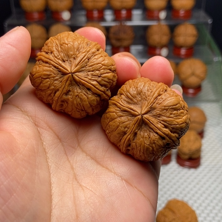 文玩核桃把件木纹四棱26