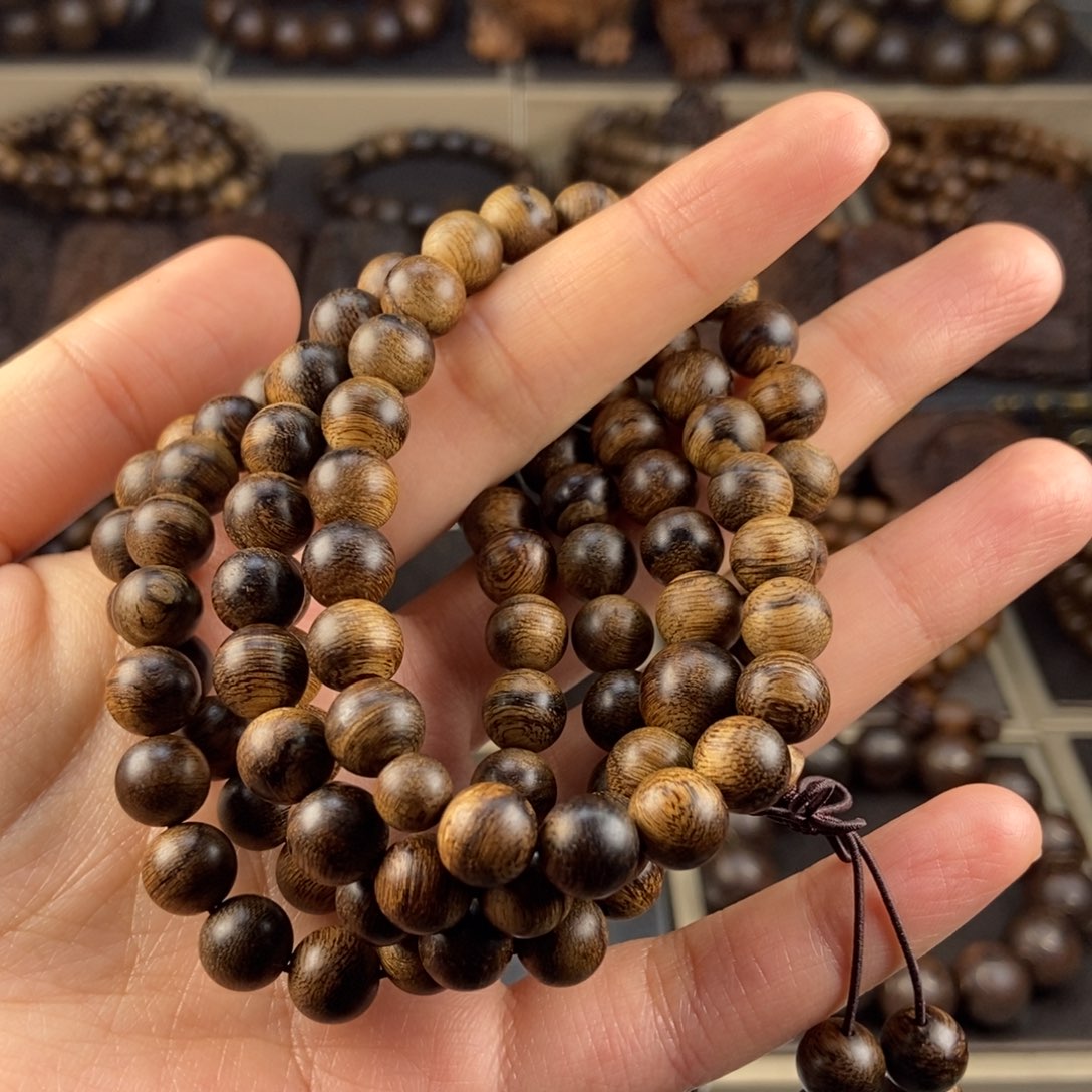 沉香手串富**人越南芽庄白棋楠玉化留疤