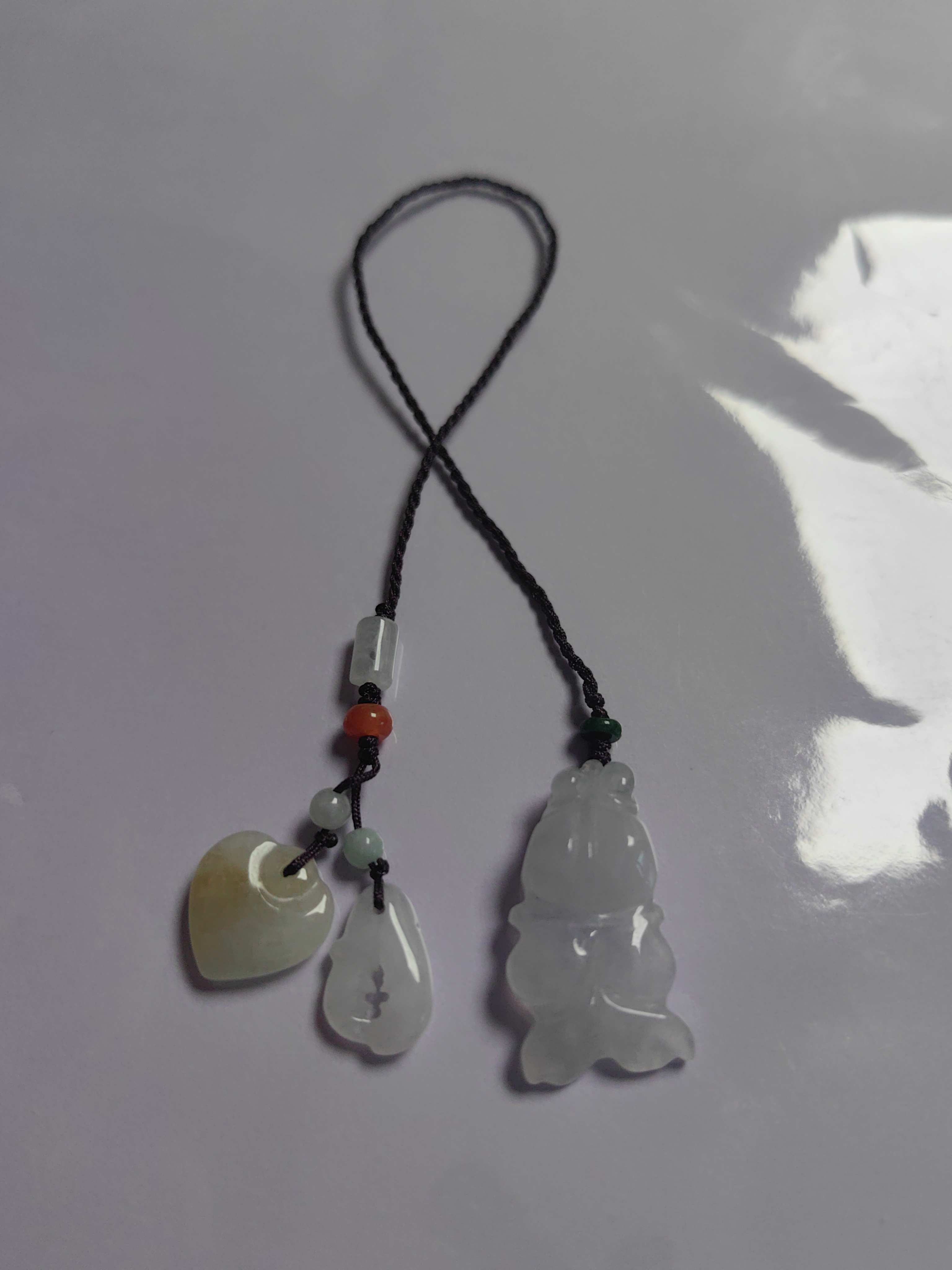 天然翡翠A货手机挂手工编织 随机发