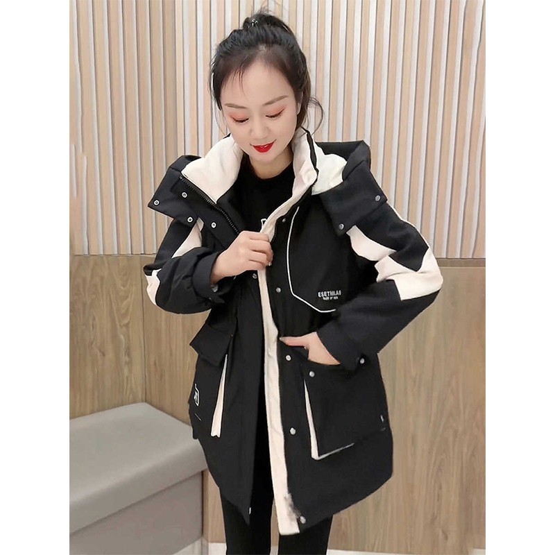 凯乐石括苍冲锋衣棉袄季新款棉衣款冬加厚连帽爆派克服女中长款夹