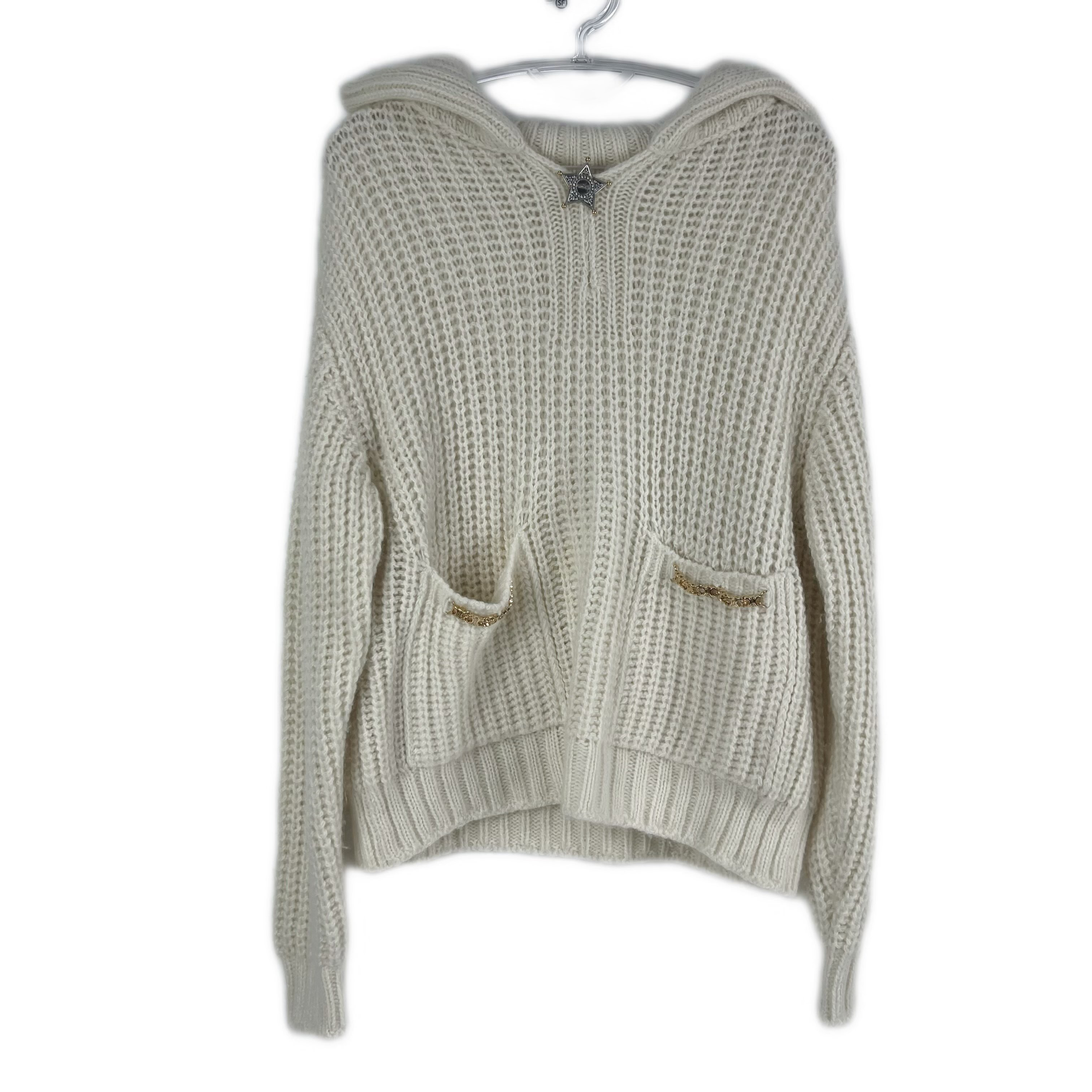 99新 Celine/思琳 奶油白金链羊毛山羊绒毛衣 全新 sz0249