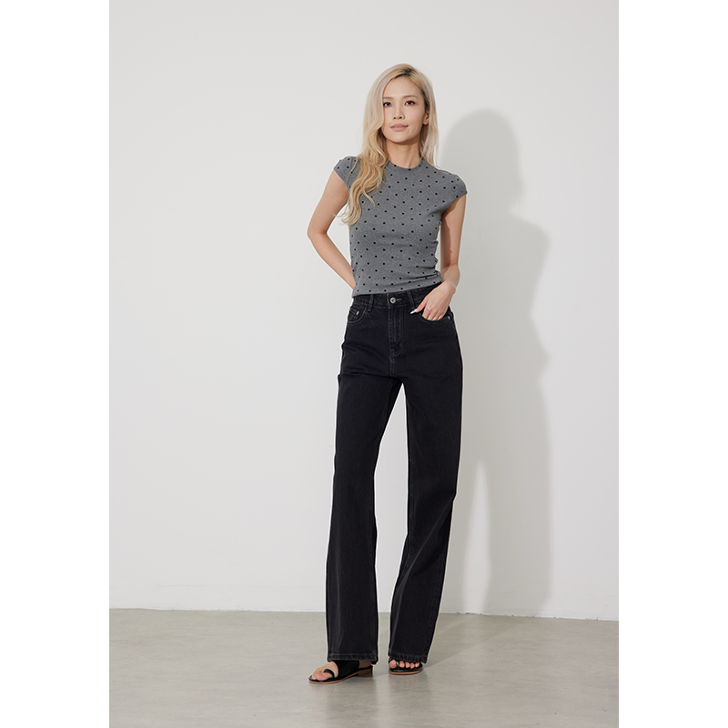 RUGOSAM【直筒裤系列】早春上新丨中高腰女窄版明线牛仔裤RB0647