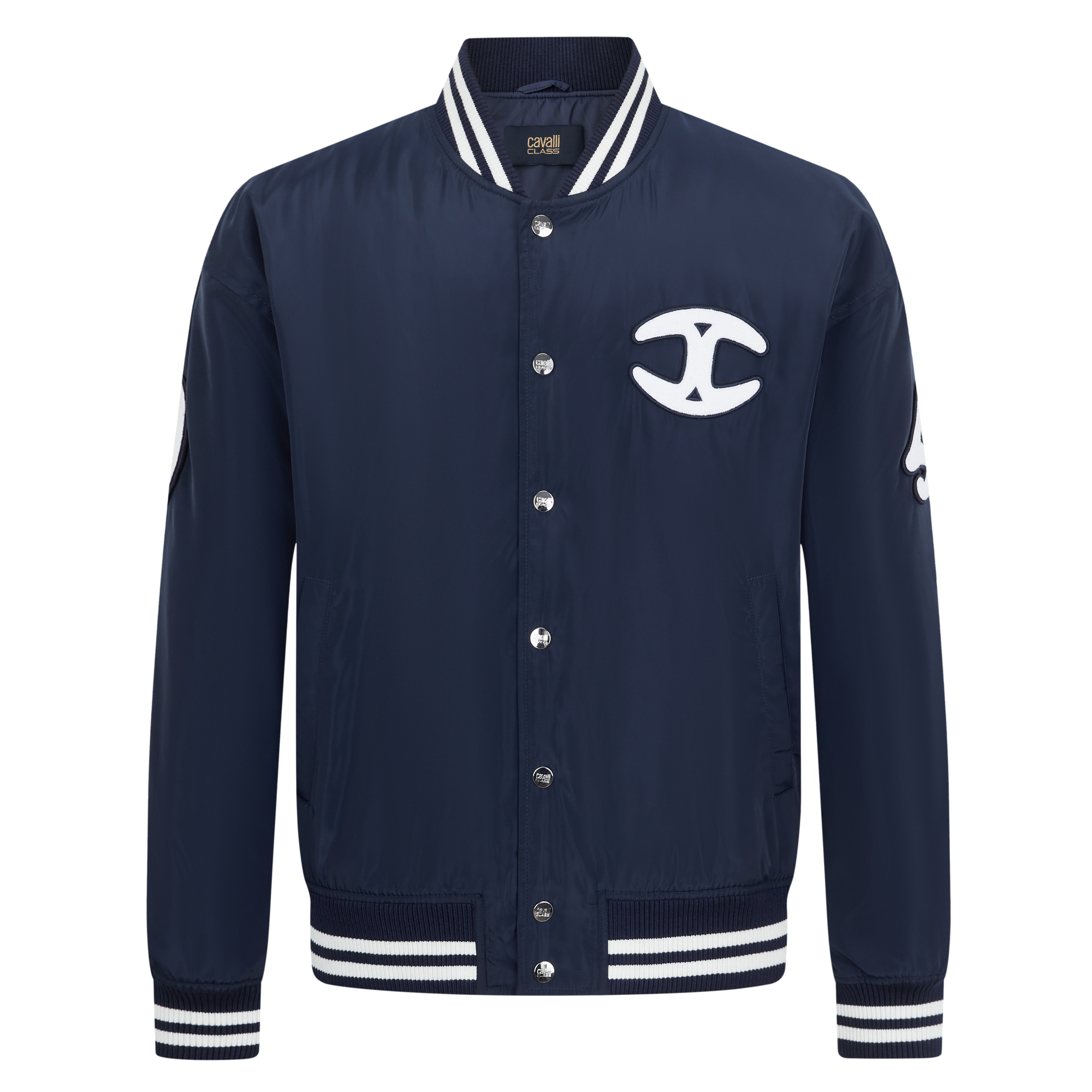 Cavalli Class25秋季新款立领棒球服男款条纹撞色拼接JBC267