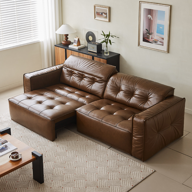 木陌悠享电动功能沙发真皮伸缩复古风中古风零重力沙发床可睡可躺