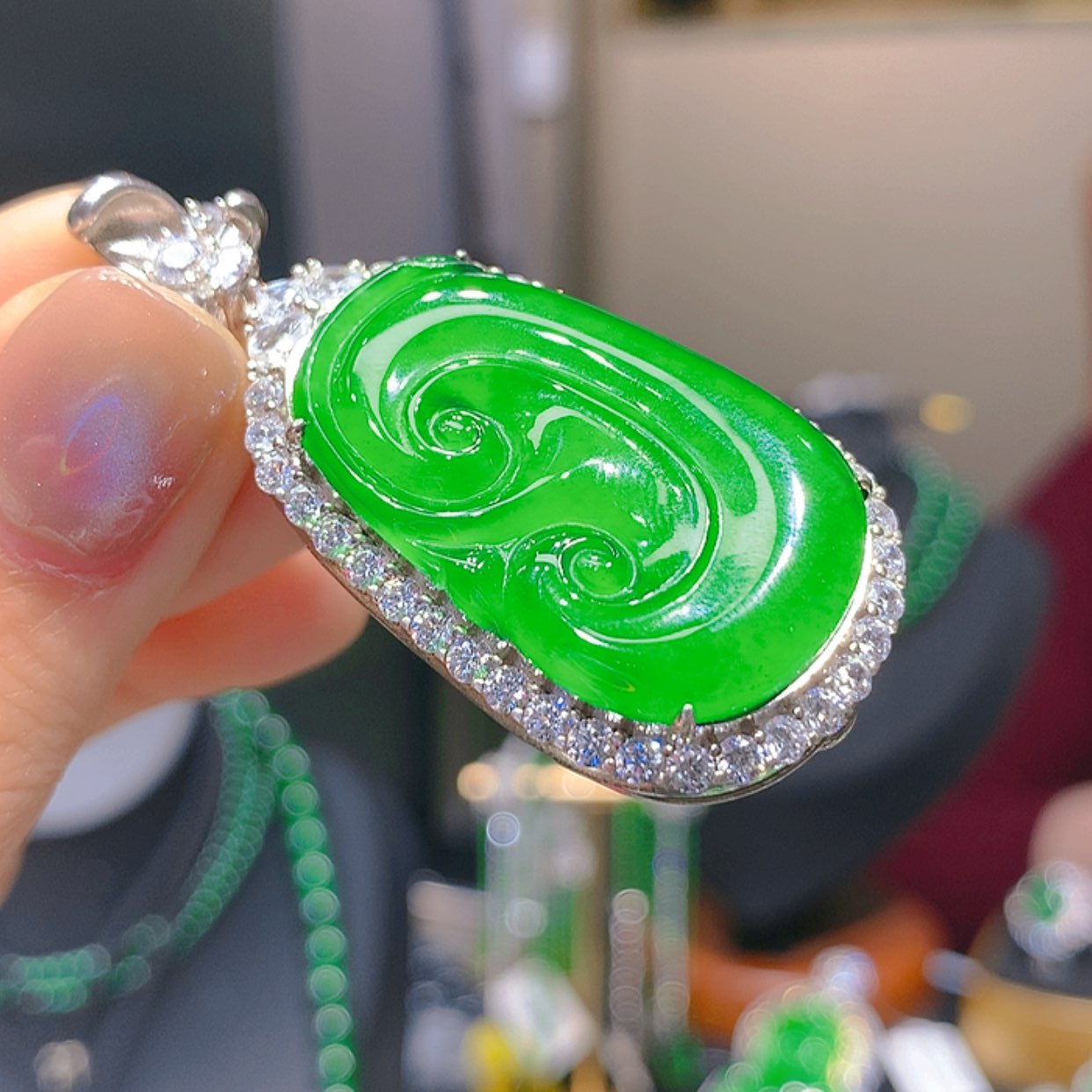 【闪购商品】翡翠颈饰银S925镶嵌9柒姐