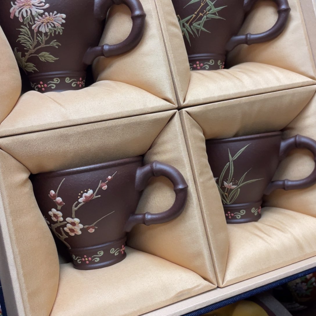 紫砂茶杯紫砂主人杯100cc*4礼盒装