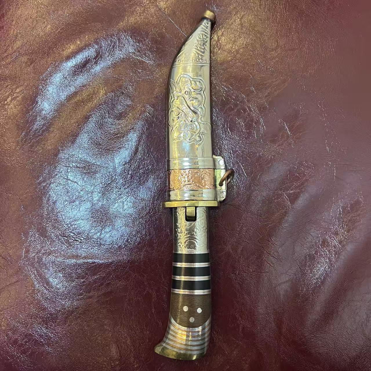 大河家保安腰刀鸟头白铜鞘折花吃肉瓜果刀