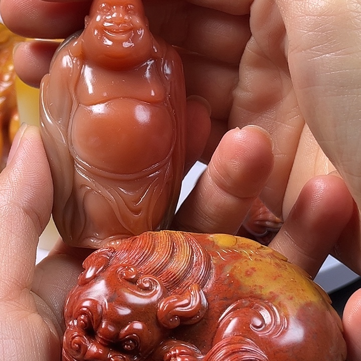 小***碟寿山石手把件把玩件