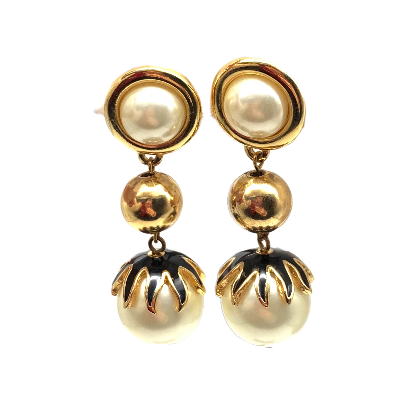 95新  中古 珍珠耳夹 vintage