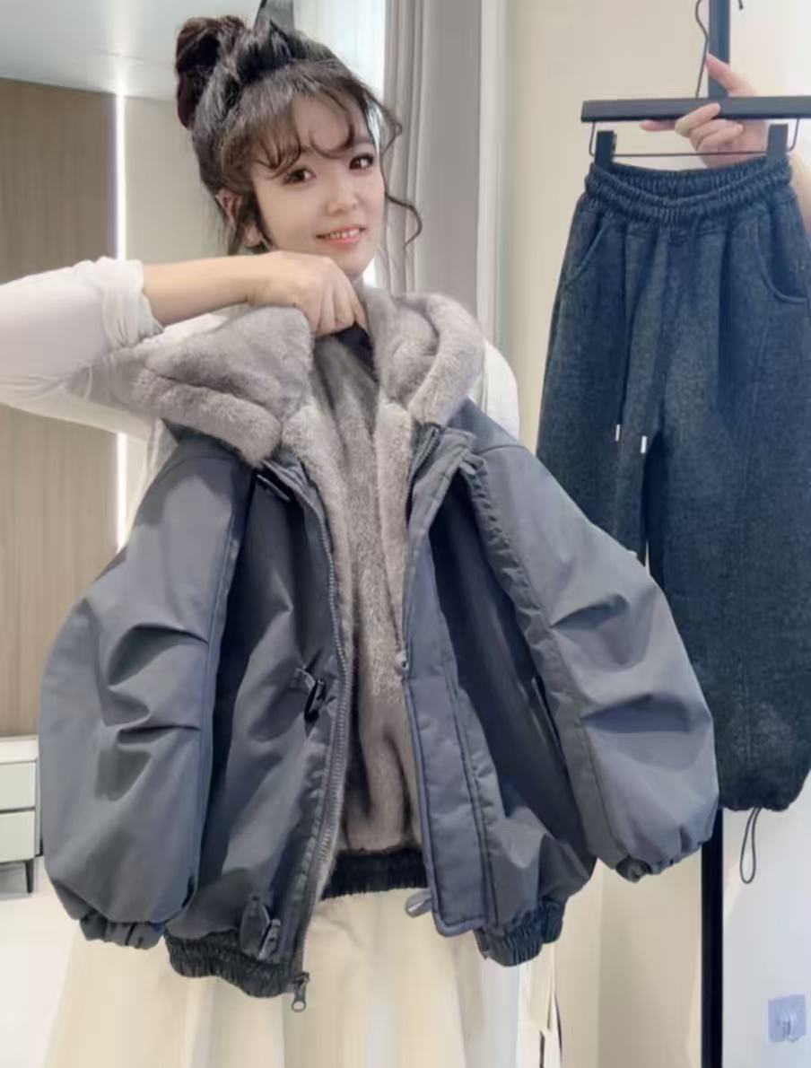 连帽儿童加厚加绒加厚棉服2025冬季新款中大童韩版时尚休闲外套