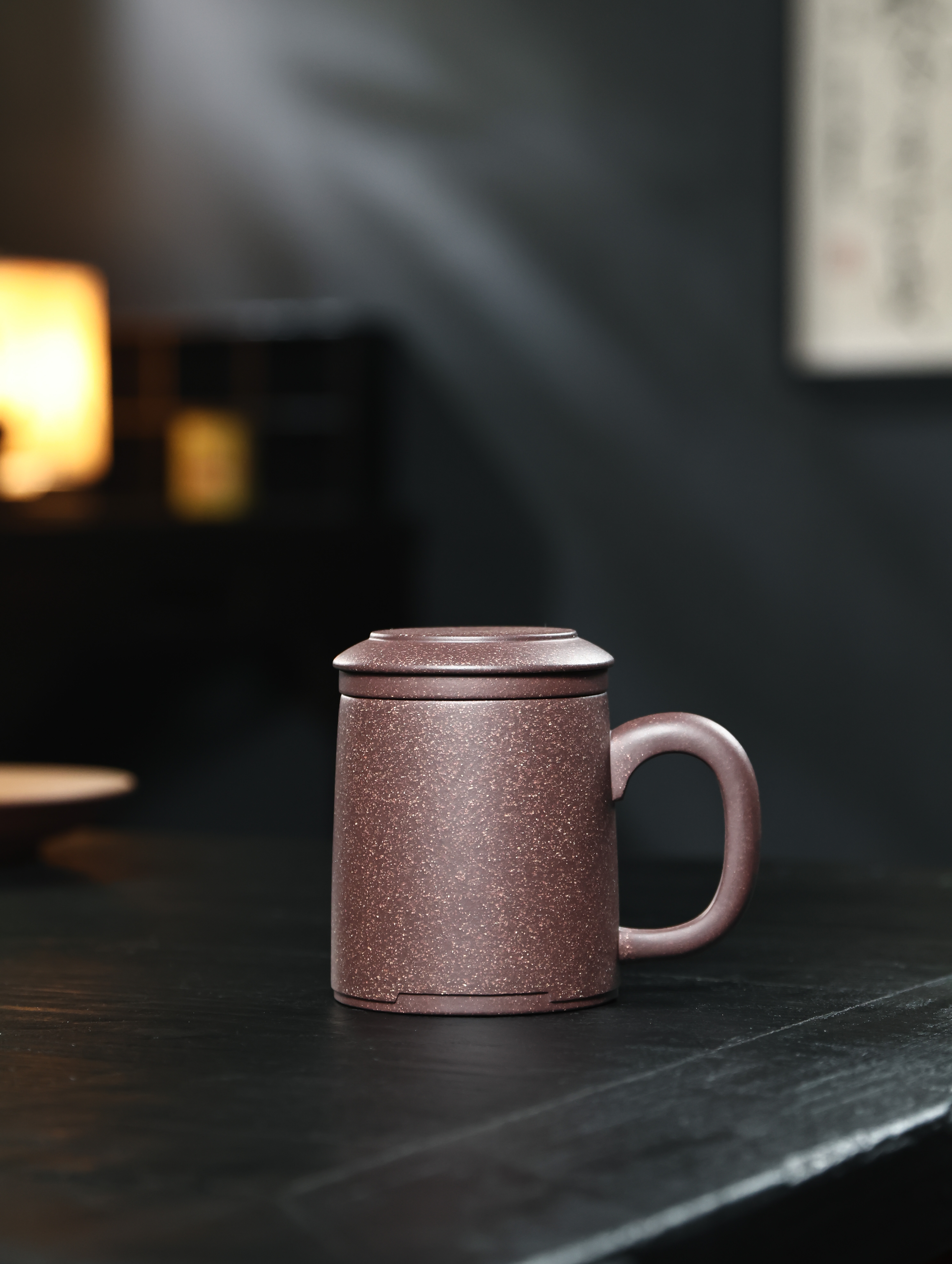 原矿粗砂老紫泥带滤网茶漏手工紫砂盖杯不带礼盒