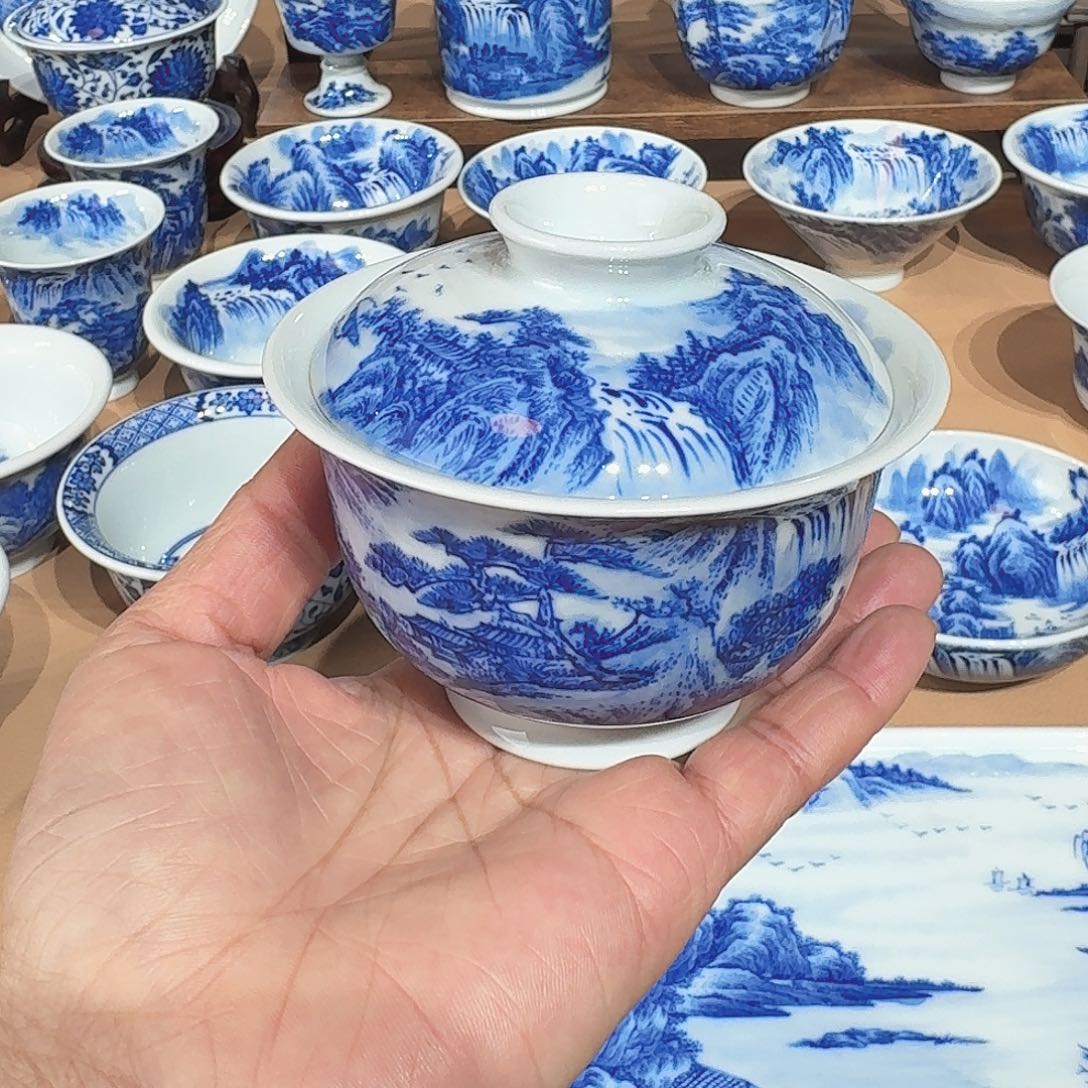 景德镇纯手绘盖碗