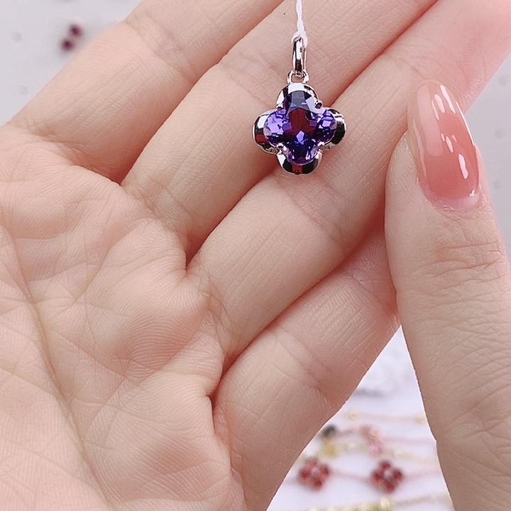 水晶颈饰银S925镶嵌吊坠