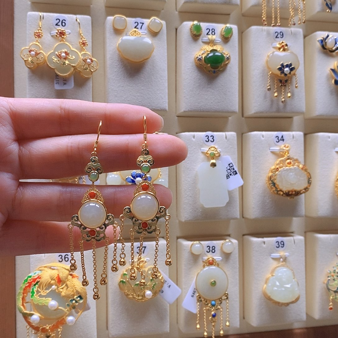 和田玉颈饰银S925镶嵌