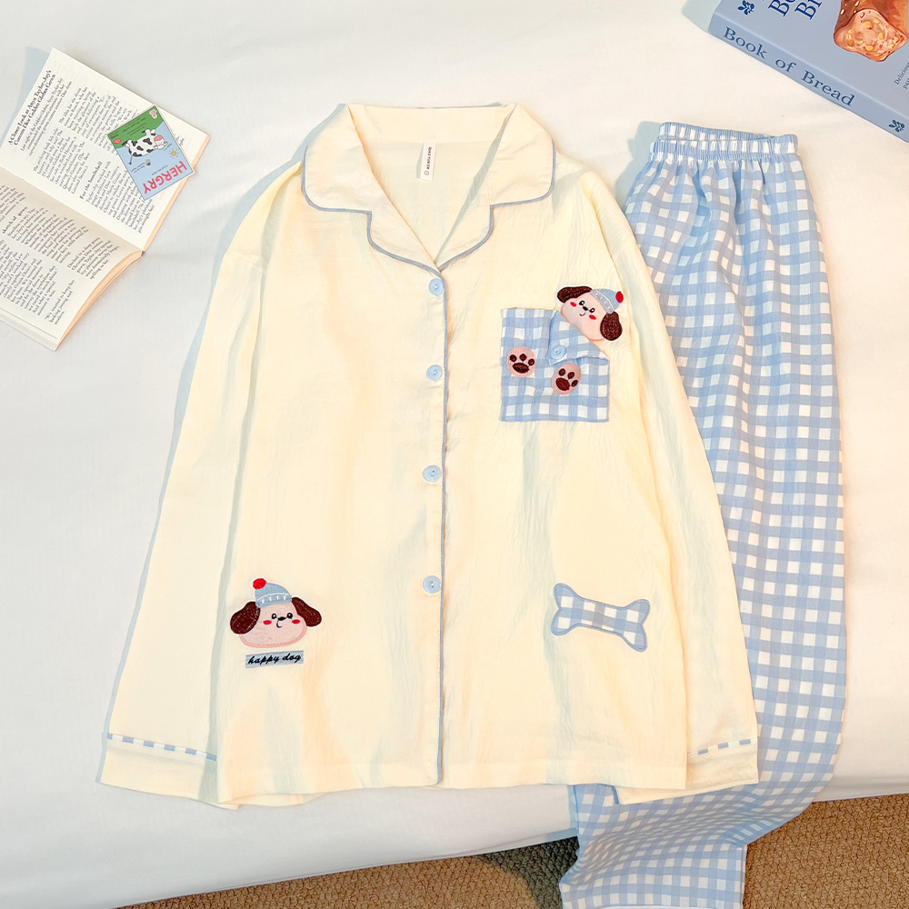 【帽子狗狗】双长长袖两件套夏季新款卡通休闲少女夏天女款家居服