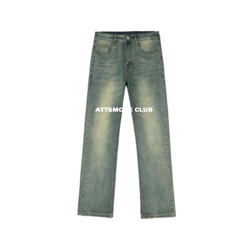 【线上商店】巴黎复古蓝色微喇牛仔裤Cleanfit裤子美式vintage直筒