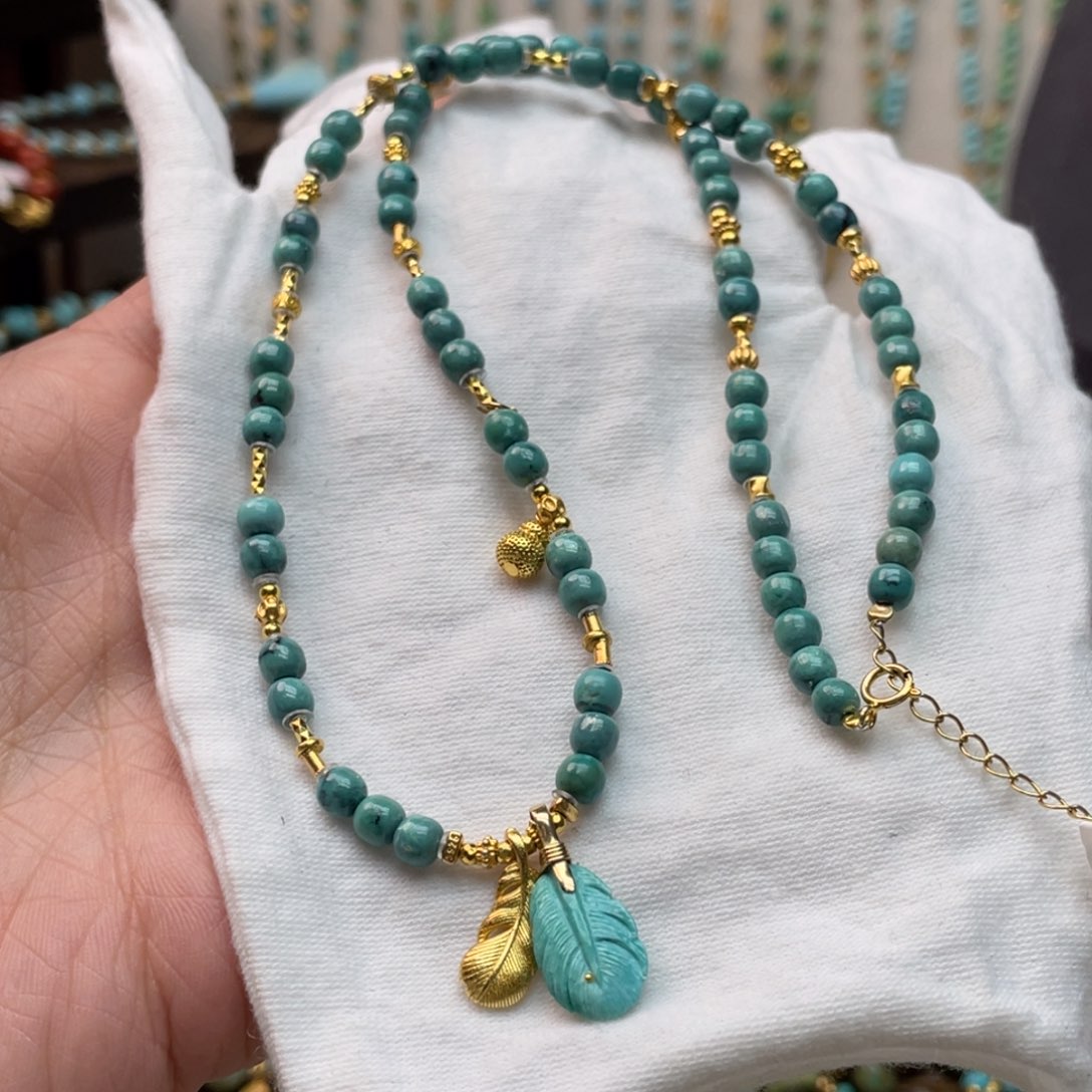 绿松石颈饰银S925镶嵌