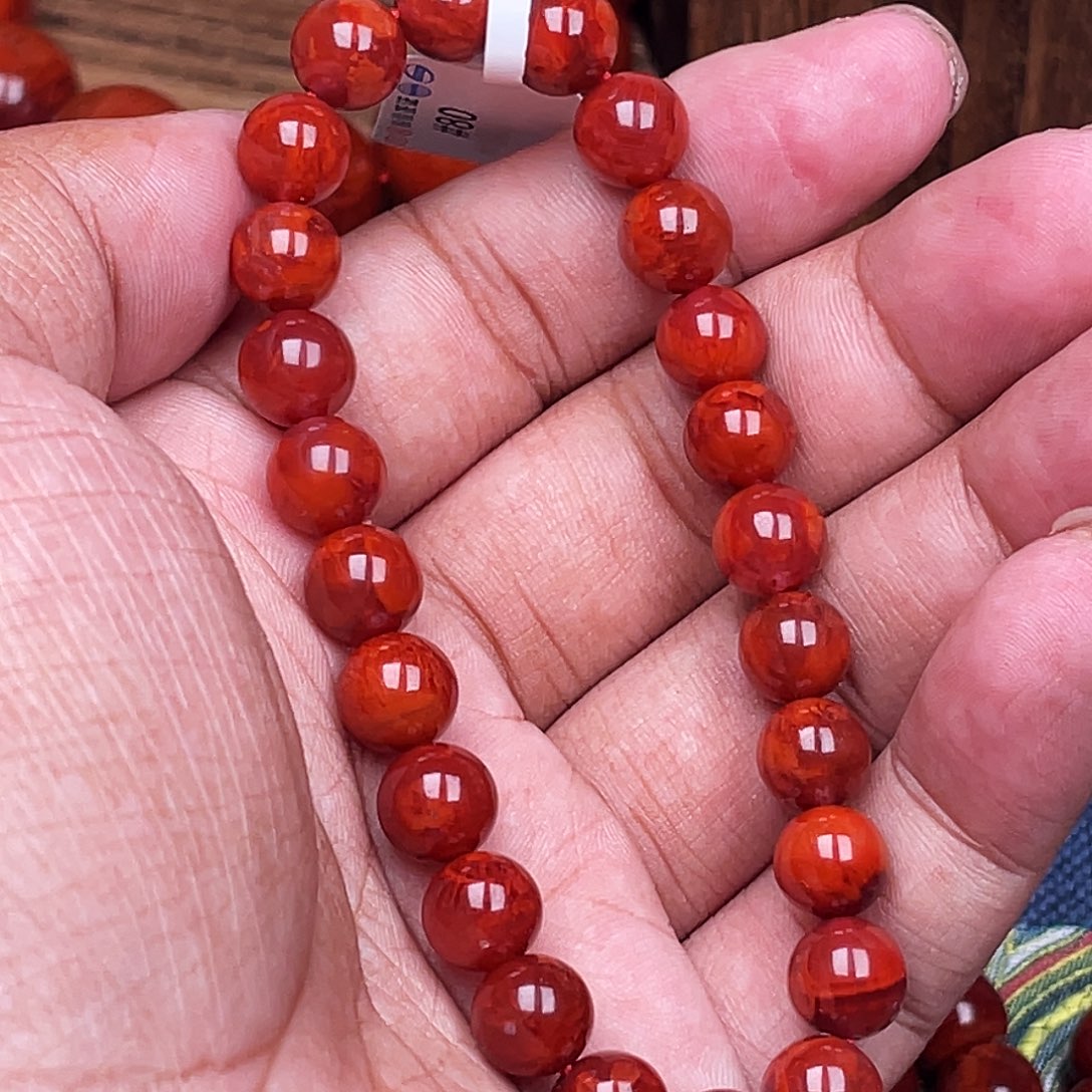 小***哥南红玛瑙未镶嵌手链南红瓦西卡8火焰原矿