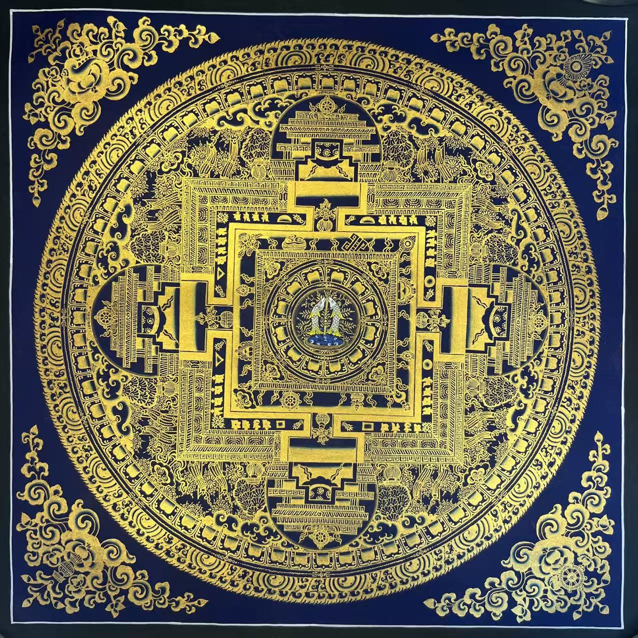 明星同款尼泊尔手绘坛城唐卡西藏新中式尺幅50*50