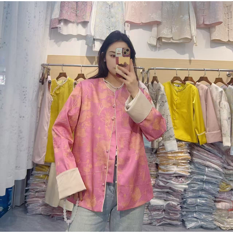 【大碗】春季新中式国风盘扣时尚提花外套女2025早春新款网红