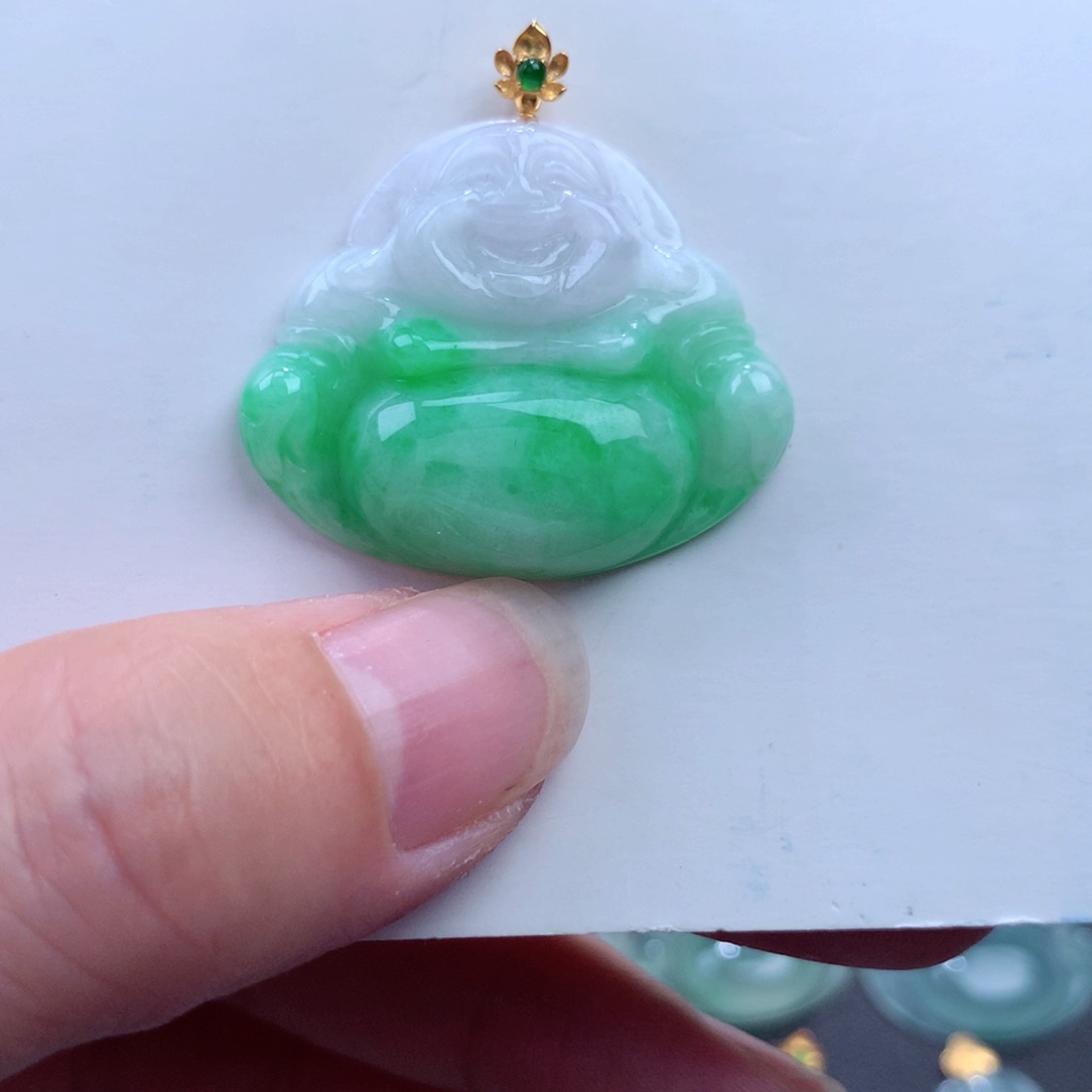 翡翠吊坠(不含链)18K金镶嵌